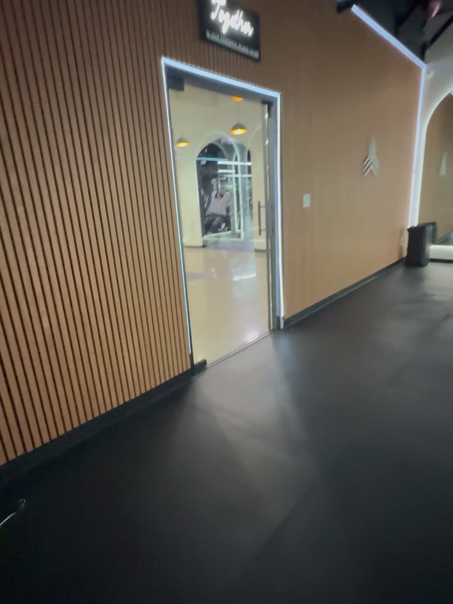 Glass entry off the gym floor