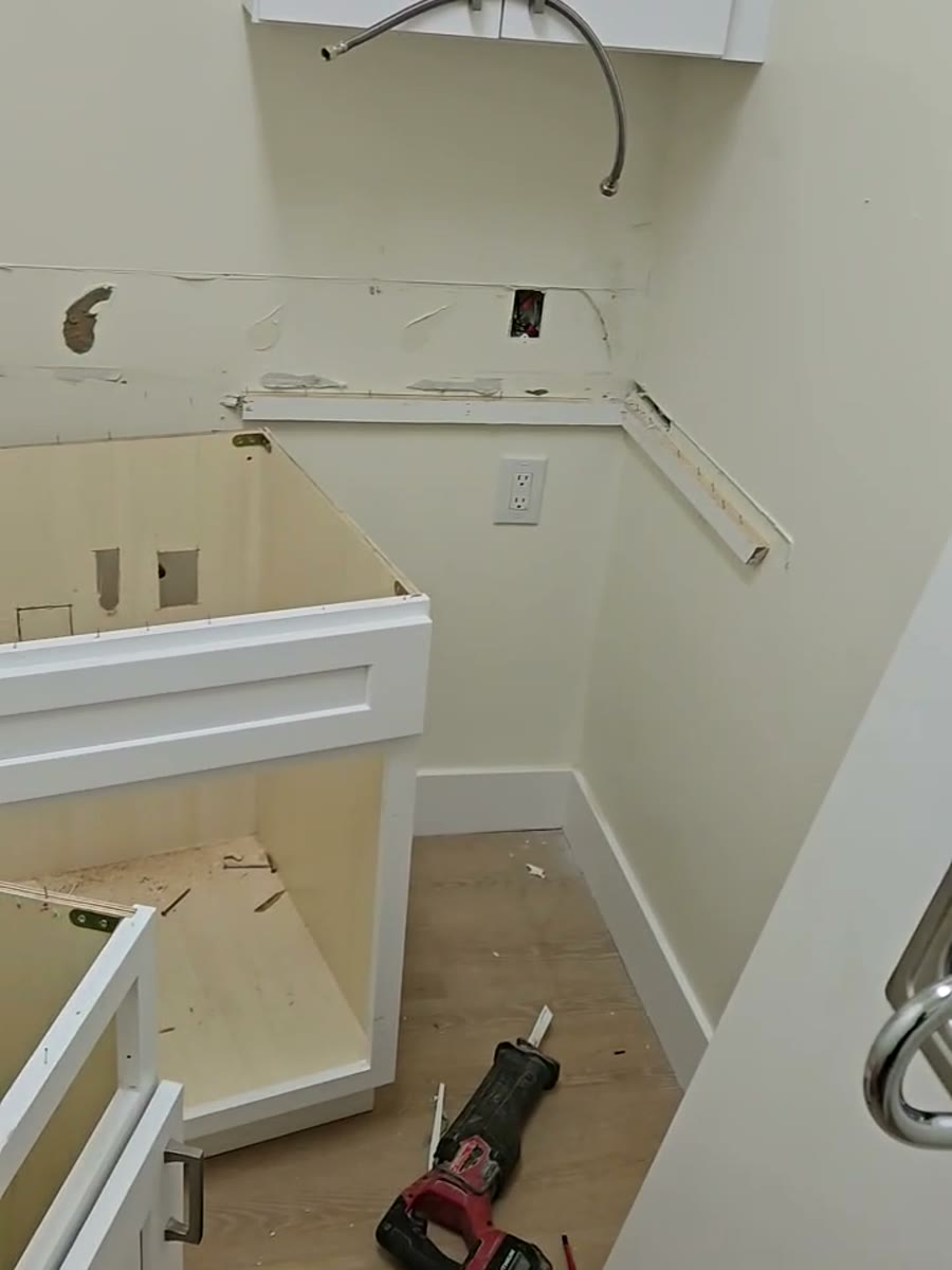 Old sink and counter removed