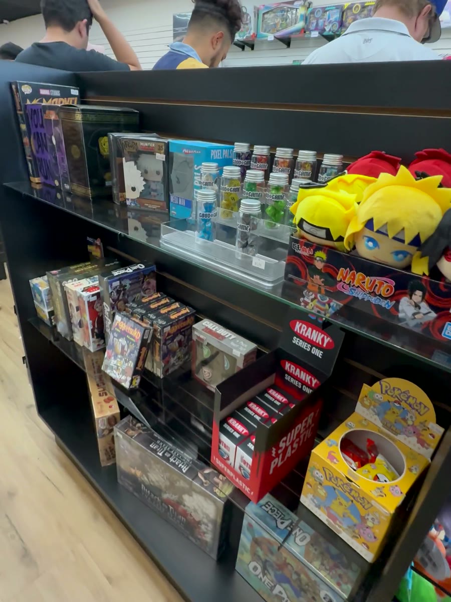 Sealed product and collectibles on the shelves