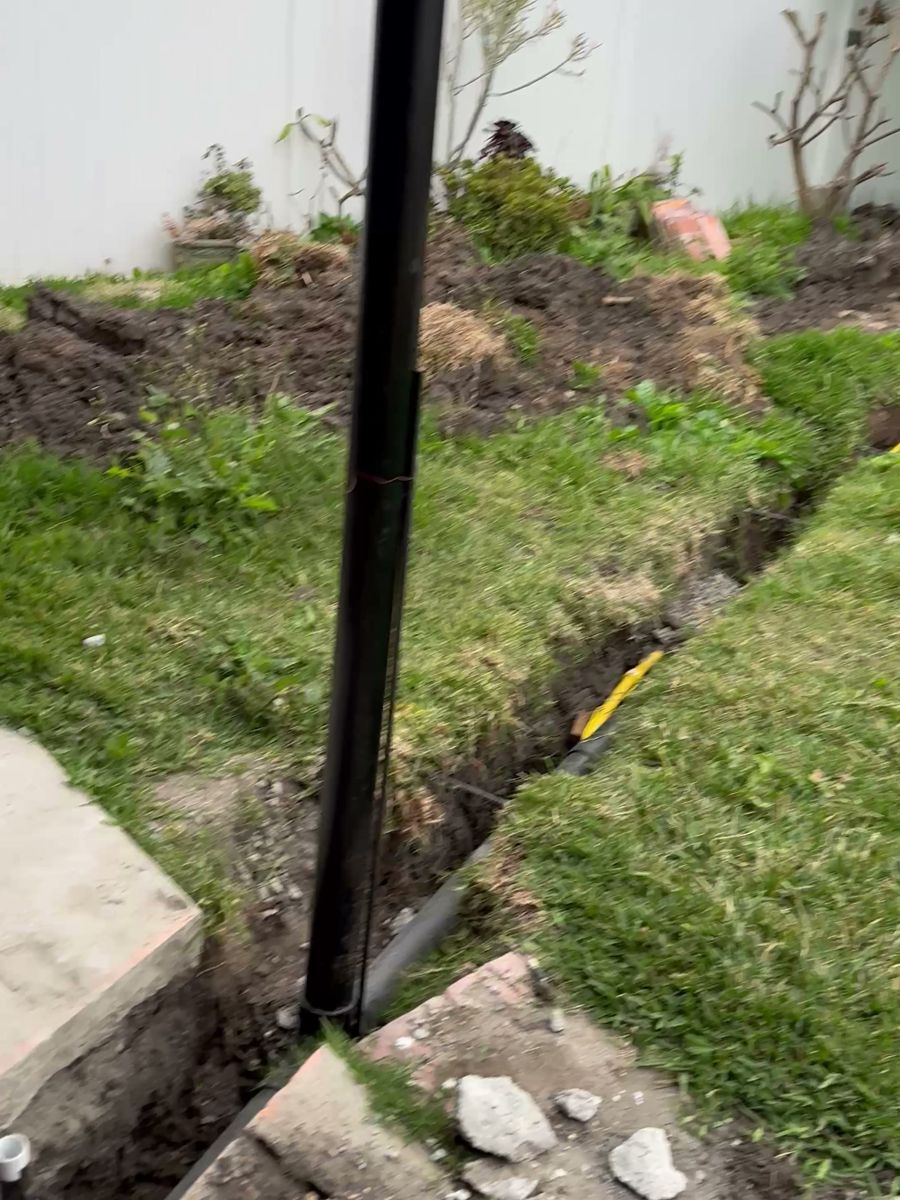 Utility trench outside the garage