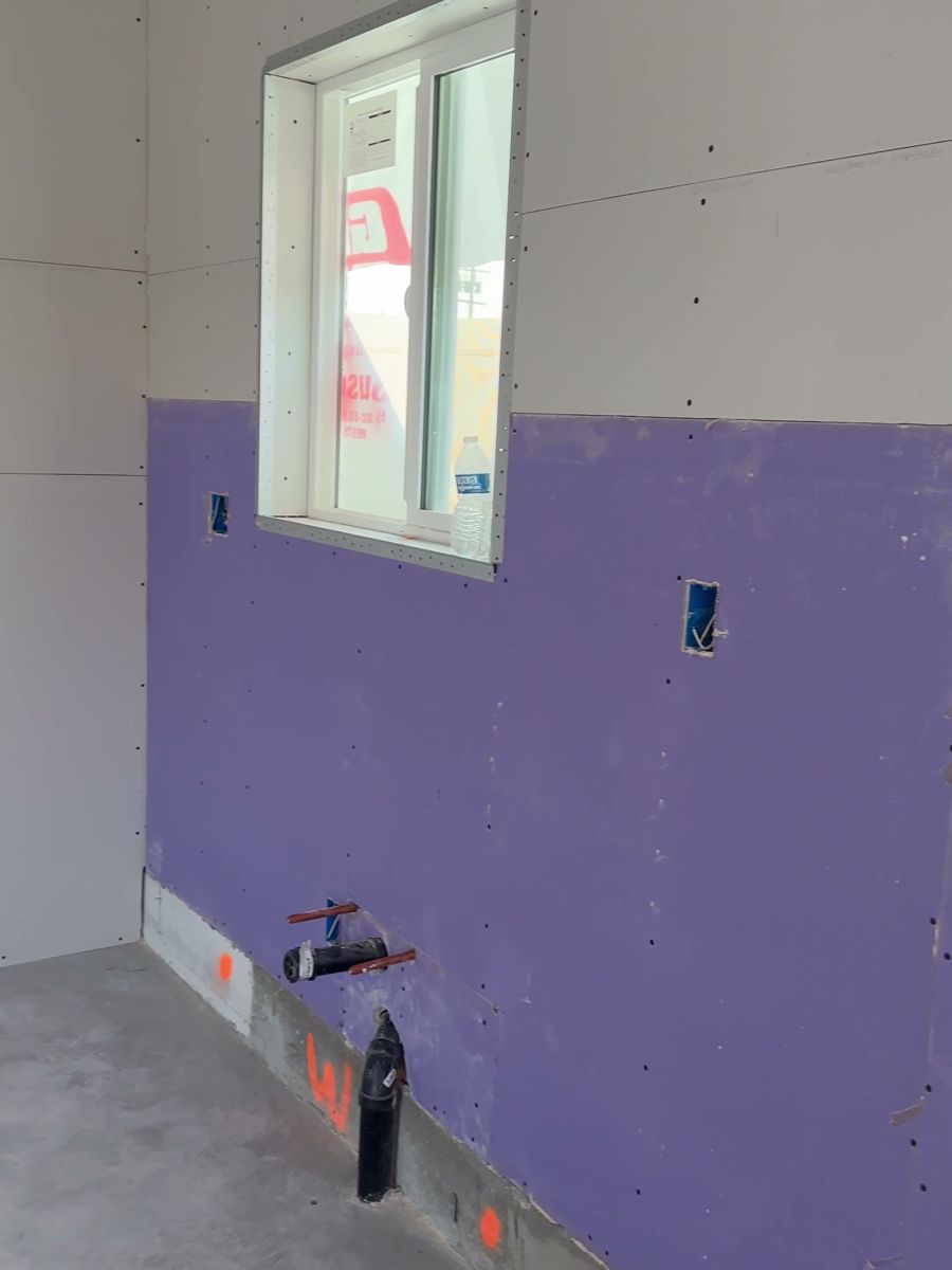 Moisture-resistant board at the bathroom