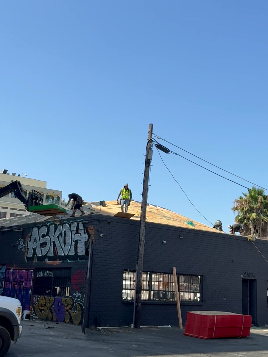 Crew working on the roof