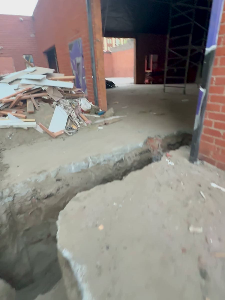 Slab trenching during the Los Angeles warehouse fire rebuild