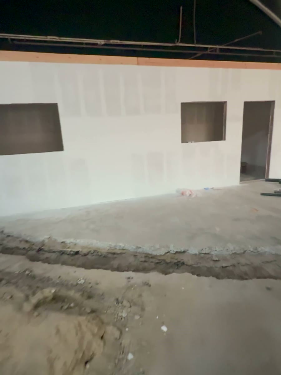 New walls framed and boarded