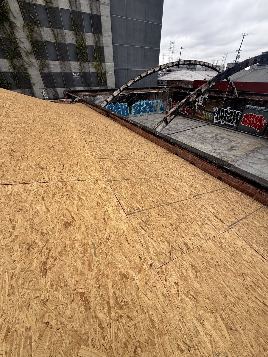 New plywood roof deck