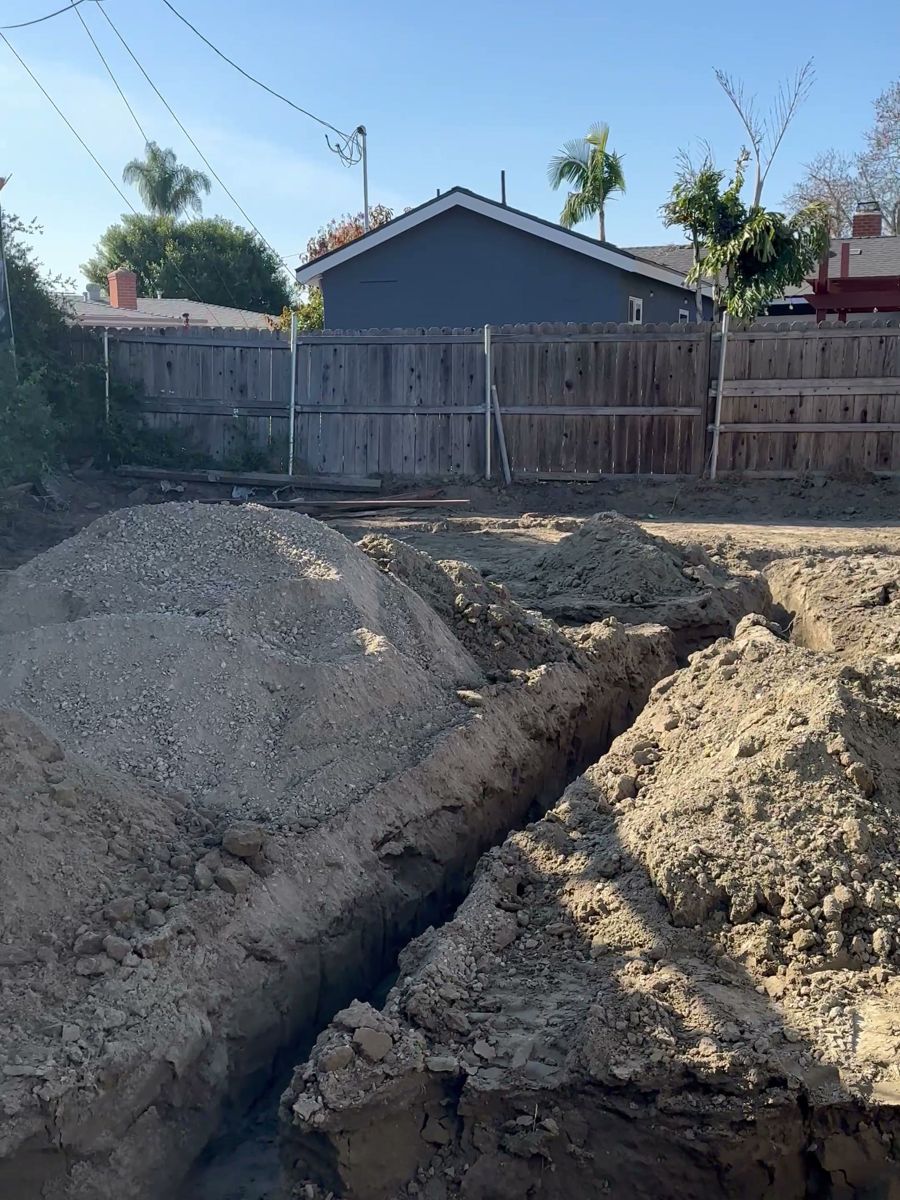 Utility trench to the new unit