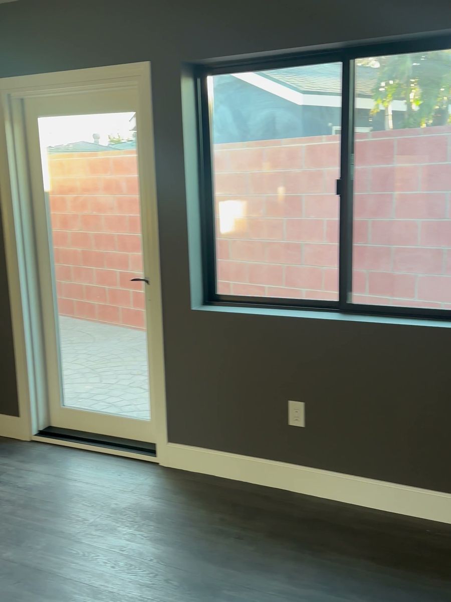 Living area with patio door