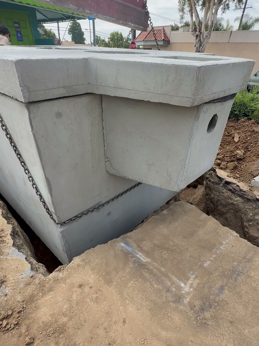 Crane set during the Miches de la Baja grease interceptor installation