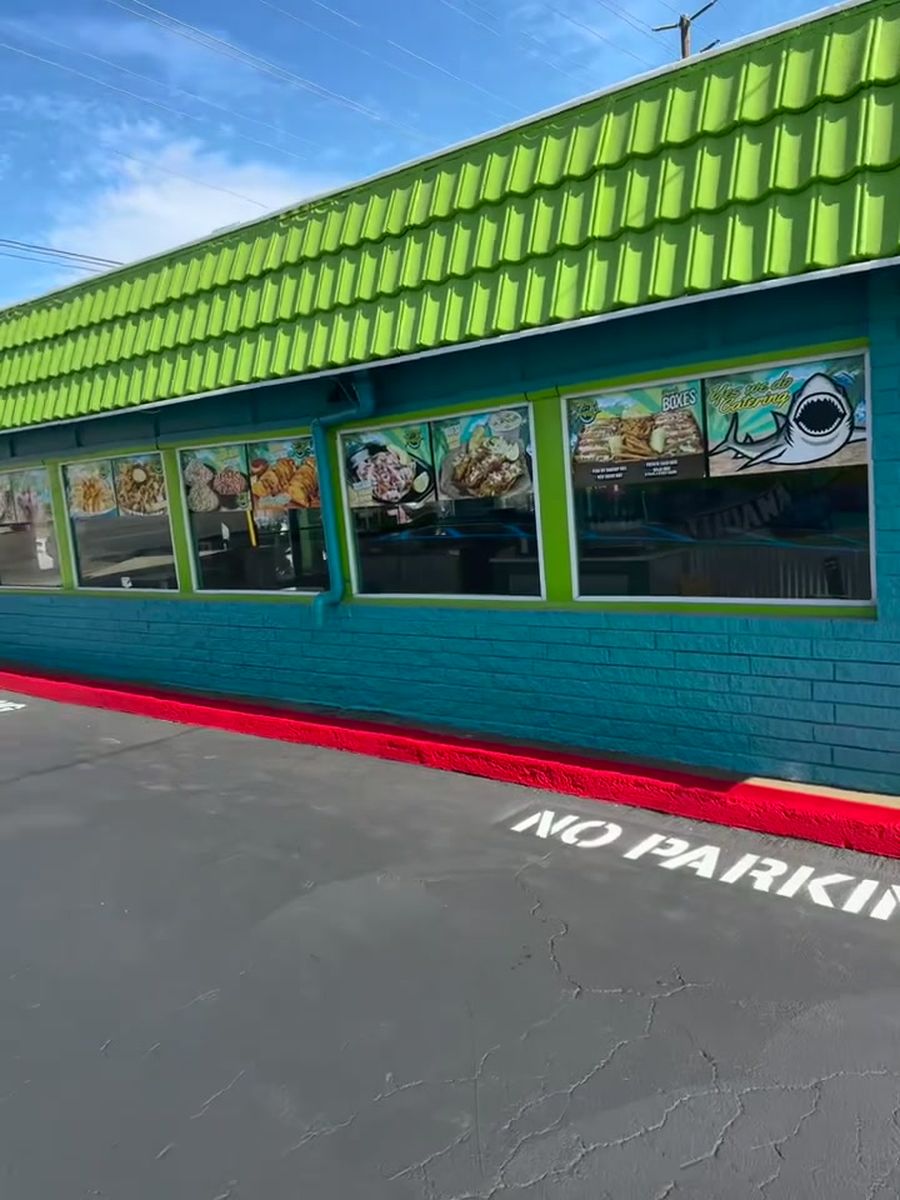 Restaurant storefront with restored parking lot