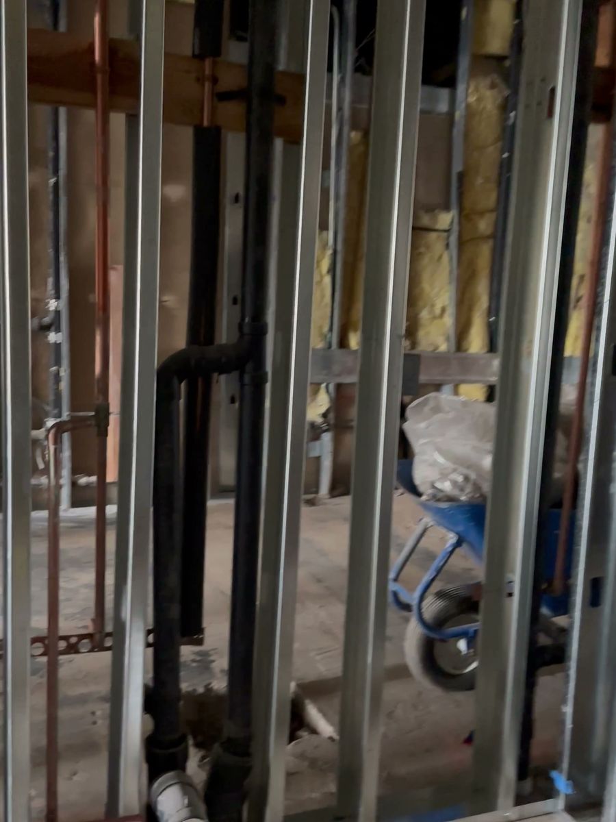New drains & water lines during the Movita Juice Bar build-out